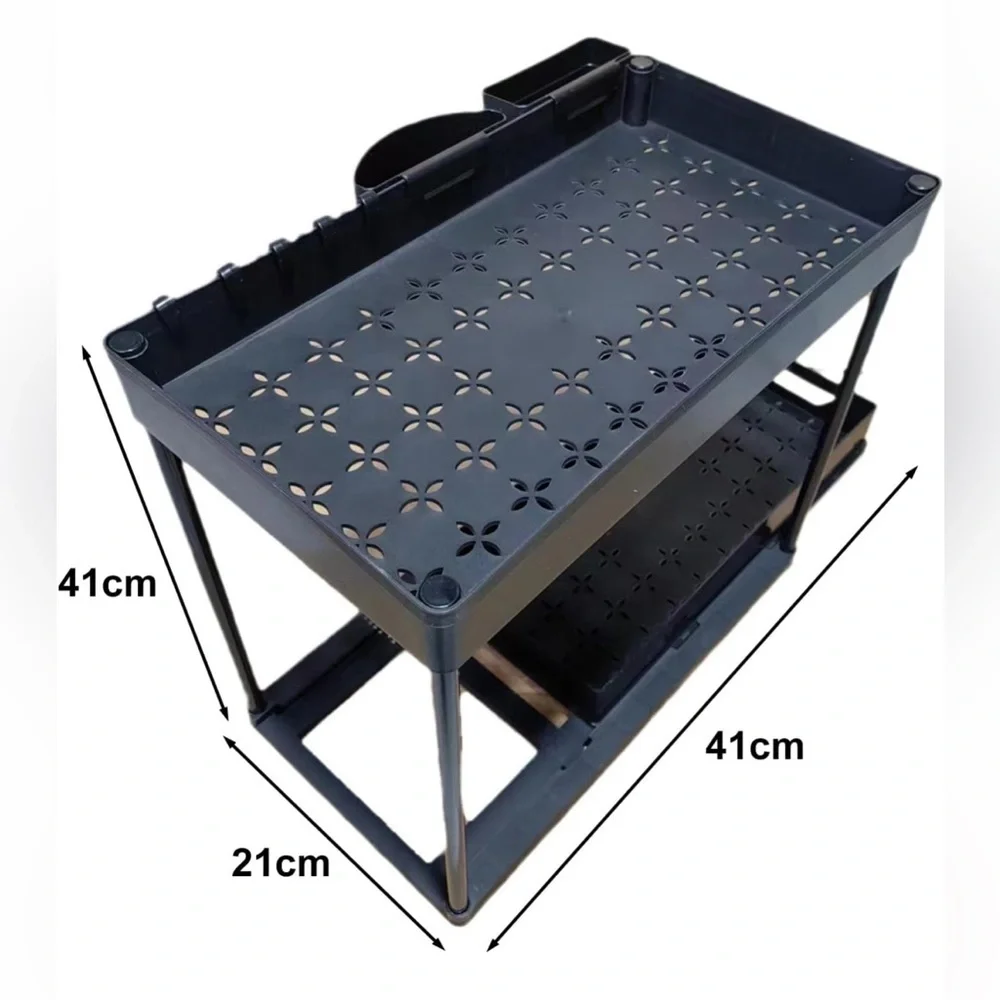 Pull-out Storage Rack‎ Under-cabinet Bathroom Kitchen Drawers Black Anti-skid